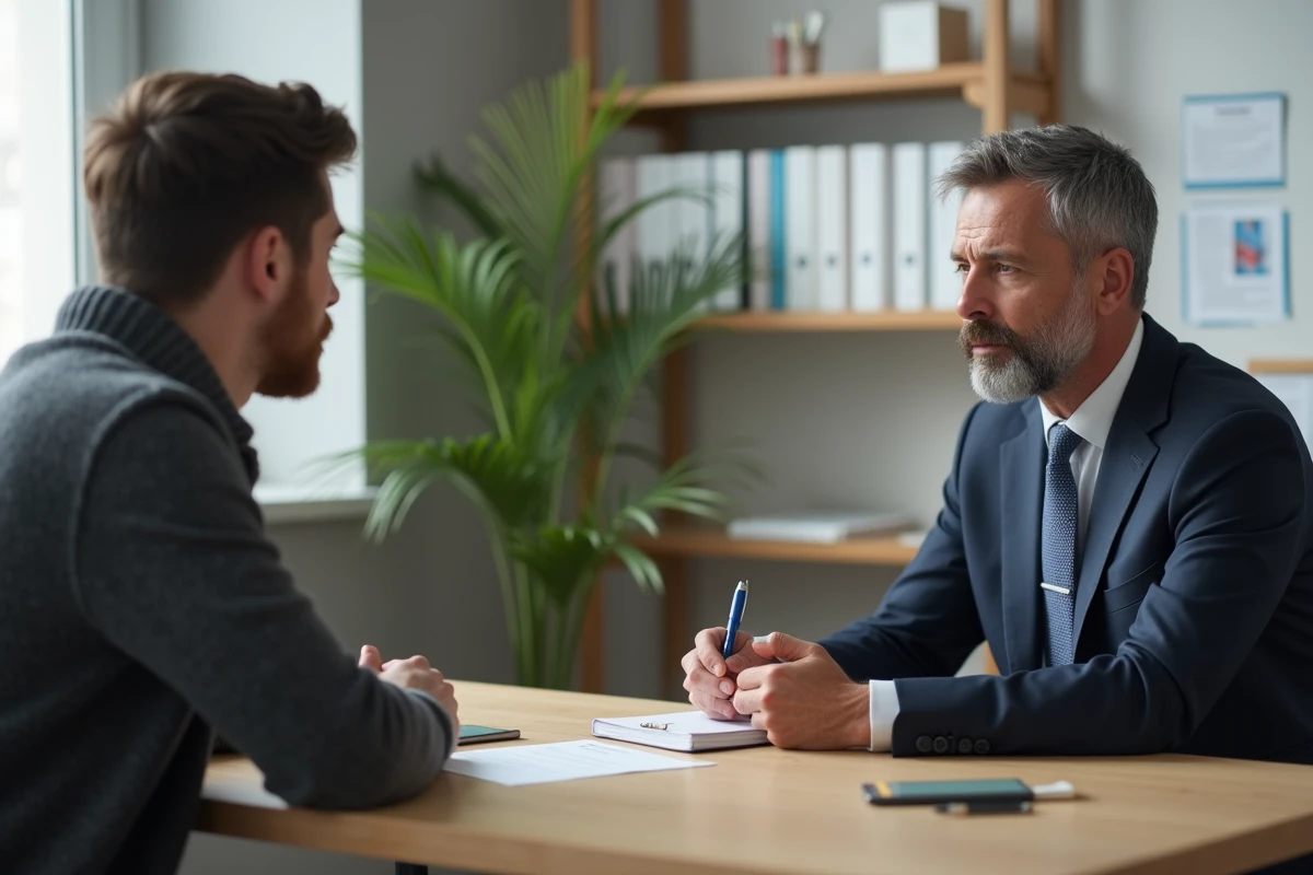 Psychiatre homme en discussion avec un patient