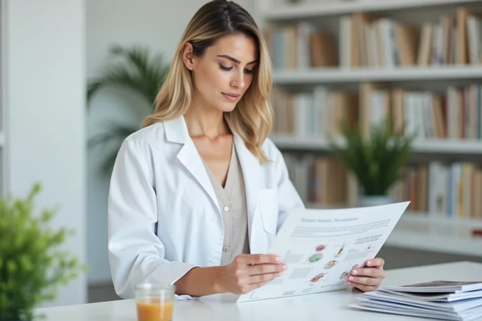 Nutritionniste étudiant les bienfaits du collagène de pied de porc pour la santé